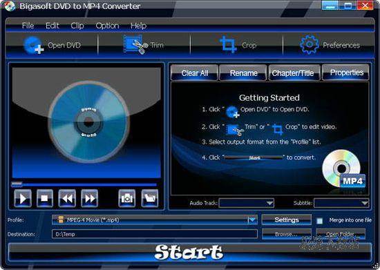 Bigasoft DVD to MP4 Converter ͼƬ 01