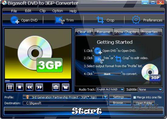 Bigasoft DVD to 3GP Converter ͼƬ 01